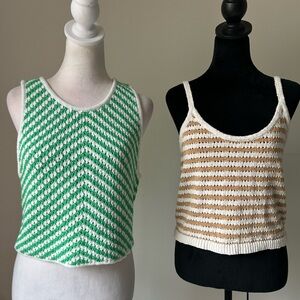 Gianni Bini and Madewell Striped Knit Tank Tops, Set of 2, Size XL